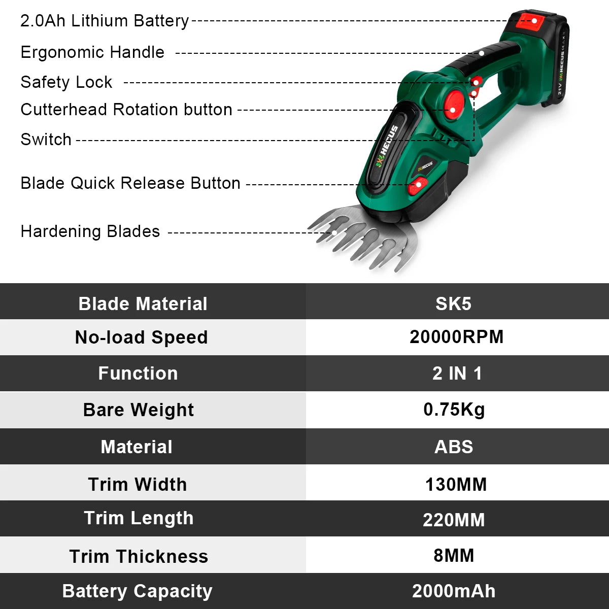 2 IN 1 Cordless Electric Hedge Trimmer Lawn Mower Household Shrub Weeding Pruning Mower Garden Tools  Makita 18V Battery