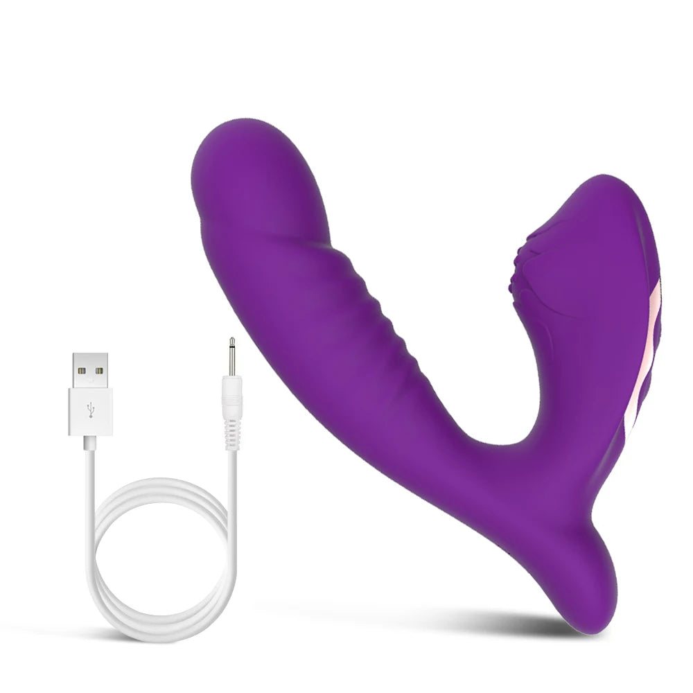 2 In 1 15 Modes Powerful Sex Toys Dildo Vibrator  Women G-Spot Sucker Clitoris Vacuum Stimulator Female Dildos Adult Products