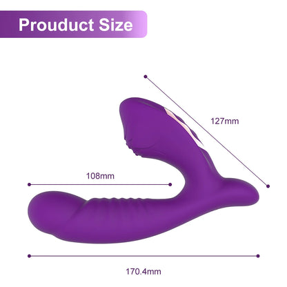 2 In 1 15 Modes Powerful Sex Toys Dildo Vibrator  Women G-Spot Sucker Clitoris Vacuum Stimulator Female Dildos Adult Products