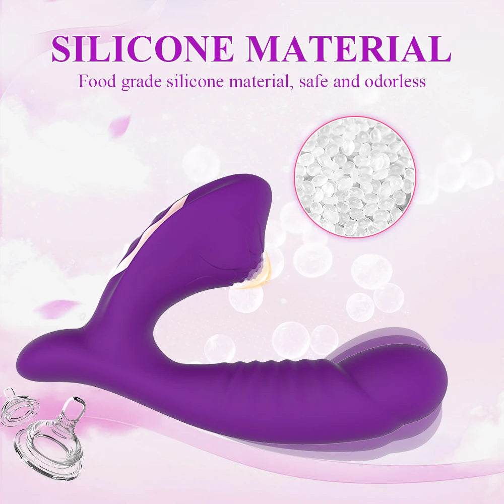 2 In 1 15 Modes Powerful Sex Toys Dildo Vibrator  Women G-Spot Sucker Clitoris Vacuum Stimulator Female Dildos Adult Products