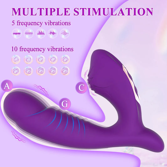 2 In 1 15 Modes Powerful Sex Toys Dildo Vibrator  Women G-Spot Sucker Clitoris Vacuum Stimulator Female Dildos Adult Products