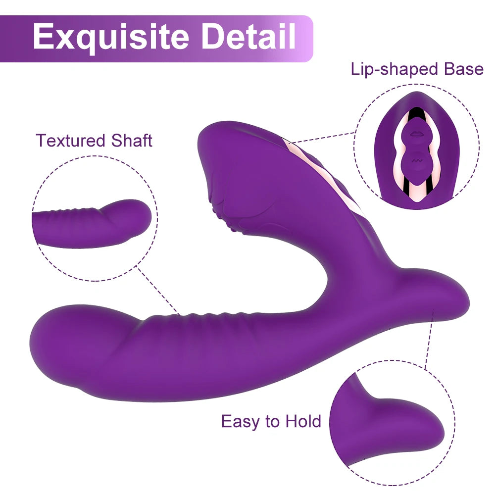 2 In 1 15 Modes Powerful Sex Toys Dildo Vibrator  Women G-Spot Sucker Clitoris Vacuum Stimulator Female Dildos Adult Products