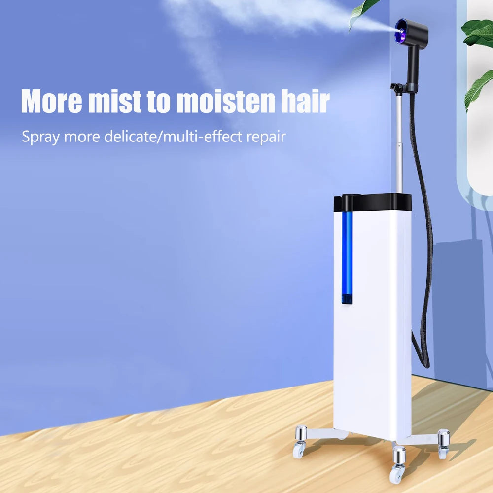 PC 2 In 1 Humidifier Facial Shampoo Hair Steamer Rolling Stand Hooded Hair Dyeing Coloring Perming Conditioning Salon Spa Steamer