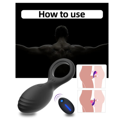 2 In1 Penis Ring Vibrator Butt plug Male Chastity Cock Rings Clit Stimulator Delay Ejaculation Male Masturbator Aldult Sex Toys