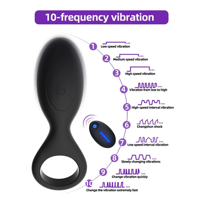 2 In1 Penis Ring Vibrator Butt plug Male Chastity Cock Rings Clit Stimulator Delay Ejaculation Male Masturbator Aldult Sex Toys