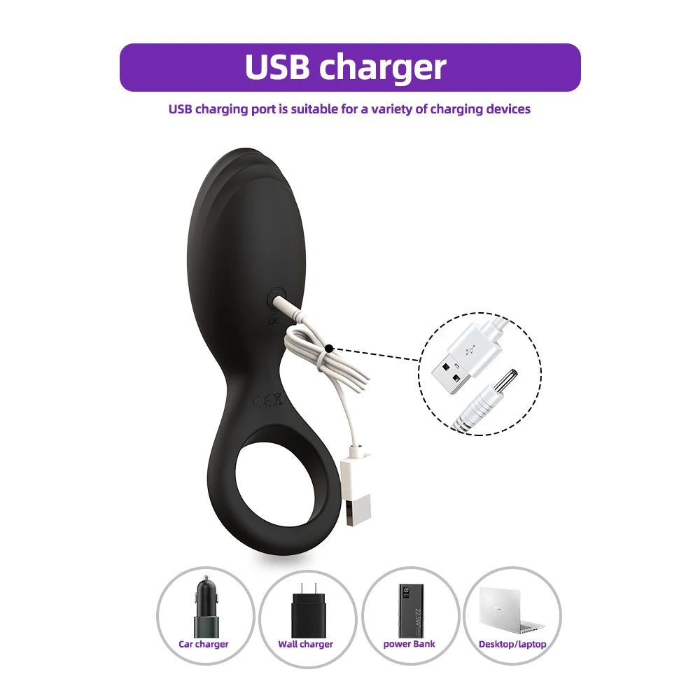 2 In1 Penis Ring Vibrator Butt plug Male Chastity Cock Rings Clit Stimulator Delay Ejaculation Male Masturbator Aldult Sex Toys