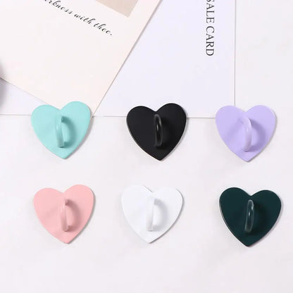 PC 2 PCS Metal Heart Phone Charm Holder Finger Ring Stand Hooks 2.4cm Keychain Hooks Phone Accessories