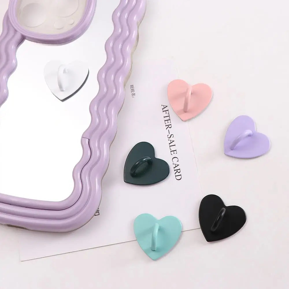 PC 2 PCS Metal Heart Phone Charm Holder Finger Ring Stand Hooks 2.4cm Keychain Hooks Phone Accessories