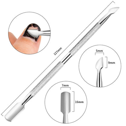 2-Ways Stainless Steel Cuticle Pusher Dead Skin Remover  Pedicure Manicure, Nail Care Cleaner Tool