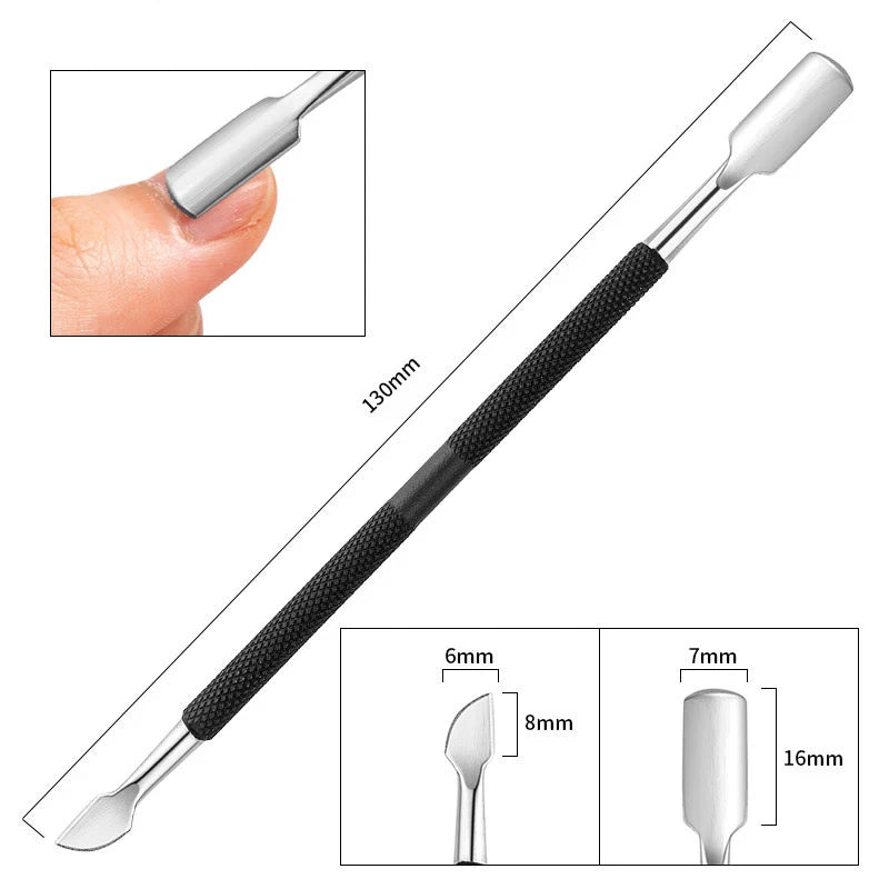 2-Ways Stainless Steel Cuticle Pusher Dead Skin Remover  Pedicure Manicure, Nail Care Cleaner Tool