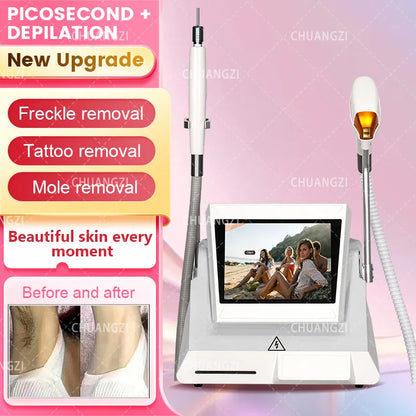 2 in1 Diode And Picosecond 808NM Hair Removal Machine With 3 Wavelength Tattoo Removal Epilator Equipment 755nm 808nm 1064nm