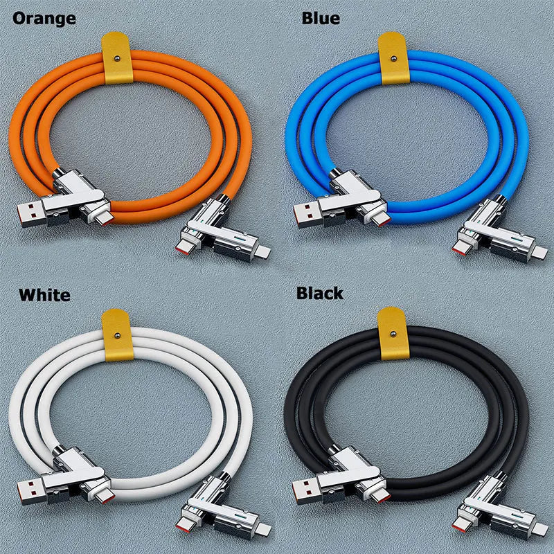 PC 2-to-2 Data Cable 100w Super Fast Charging Cables Zinc Alloy PD 4-in-1 Multi USB Type C to Lightning Type C  Phone Tablet