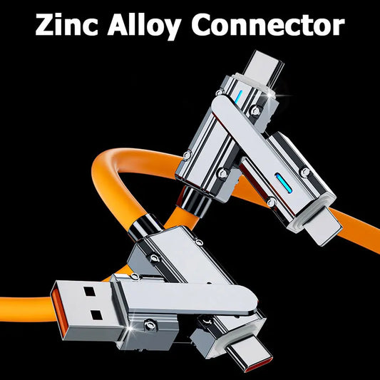 PC 2-to-2 Data Cable 100w Super Fast Charging Cables Zinc Alloy PD 4-in-1 Multi USB Type C to Lightning Type C  Phone Tablet