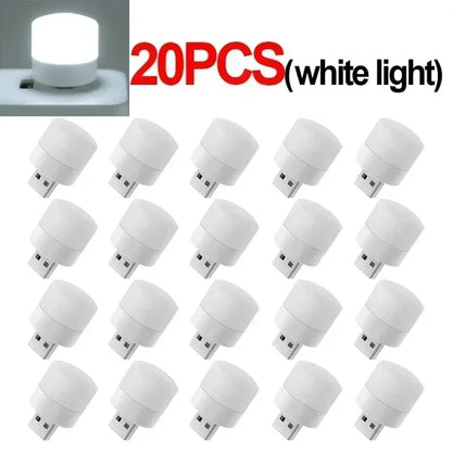 20-1PCS Mini USB LED Night Light Portable USB Plug-in Eye Protection Book Reading Lamps For Computer Laptop Mobile Power