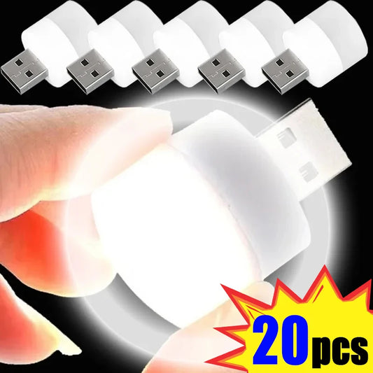 20-1PCS Mini USB LED Night Light Portable USB Plug-in Eye Protection Book Reading Lamps For Computer Laptop Mobile Power