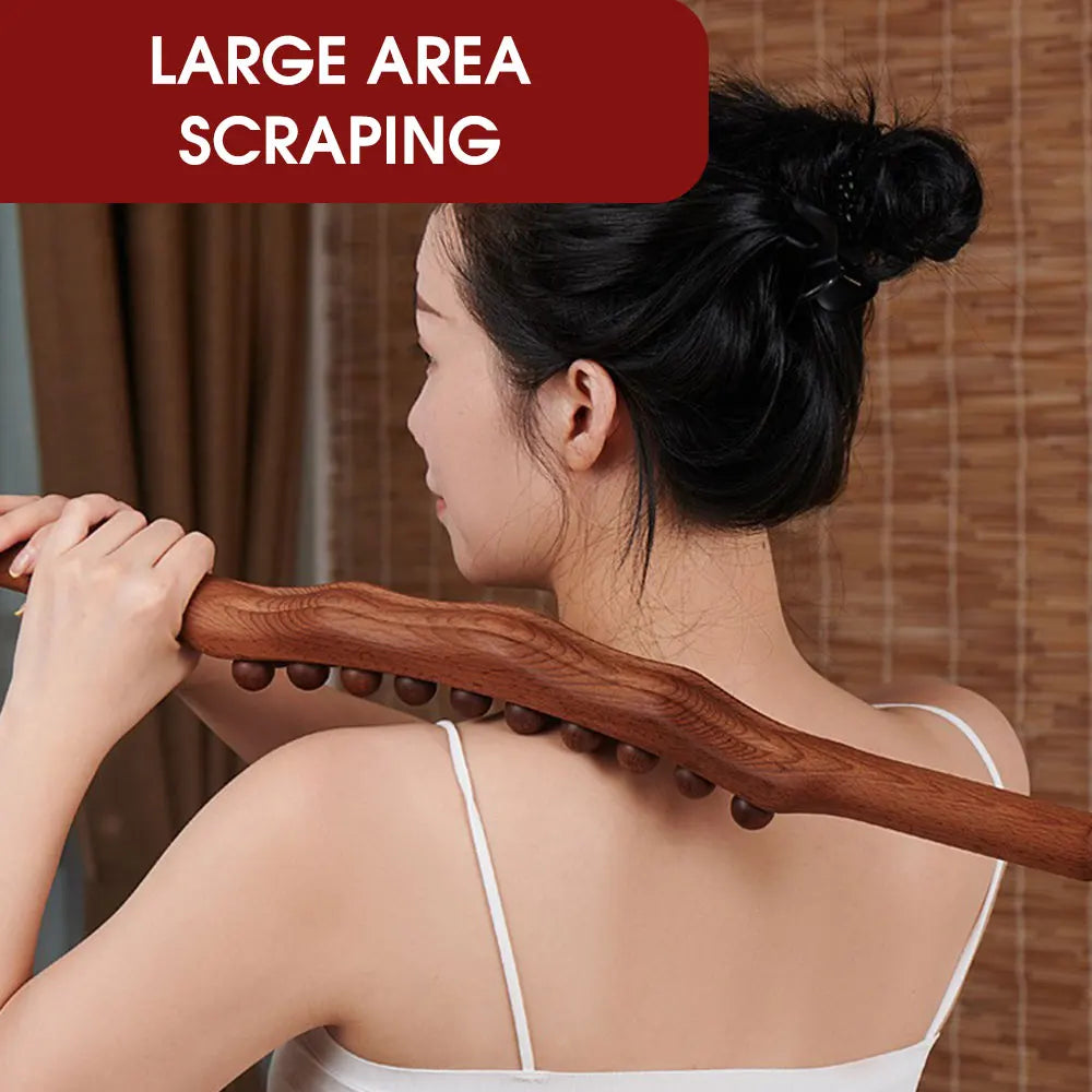 PC 20 Beads Massager  Body Natural Carbonized Beech Wood Scraping Massage S