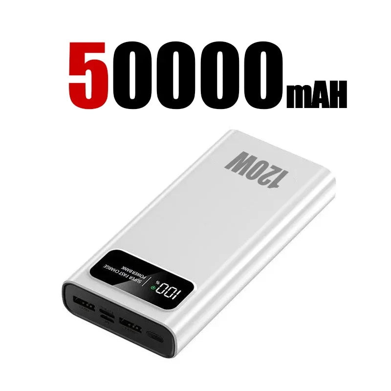 PC 200000mAh Power Bank 120W Super Fast Charging Battery High Capacity Digital Display Power Bank For Iphone  Samsung Xiaomi Huawei