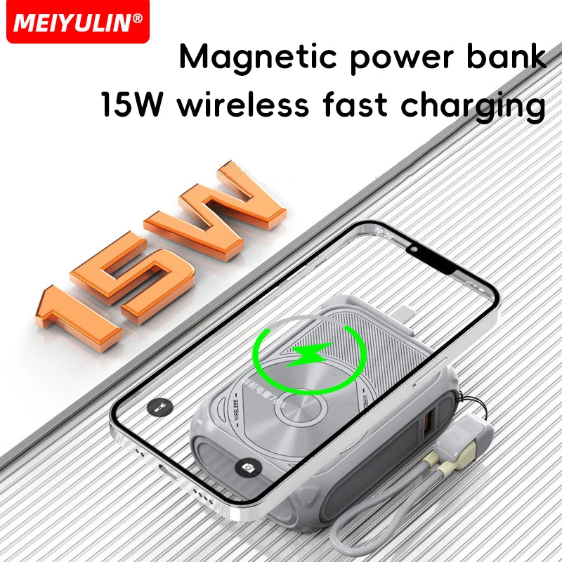 PC 20000mAh Magnetic Wireless Power Bank Stand 10000mAh Portable USB Cable Fast Charging External Battery  iPhone Samsung Xiaomi