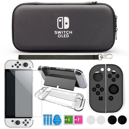 2021 NS Oled Waterproof PU Hard Shell Pouch Case Anti-drop 10 Game Card Slots Storage Bag For Nintendo Switch Oled Game Console