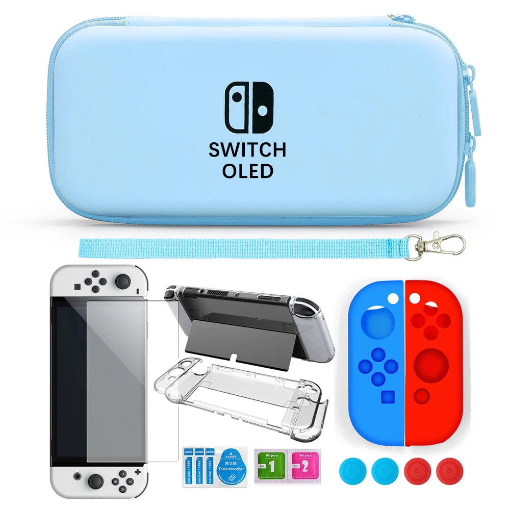 2021 NS Oled Waterproof PU Hard Shell Pouch Case Anti-drop 10 Game Card Slots Storage Bag For Nintendo Switch Oled Game Console