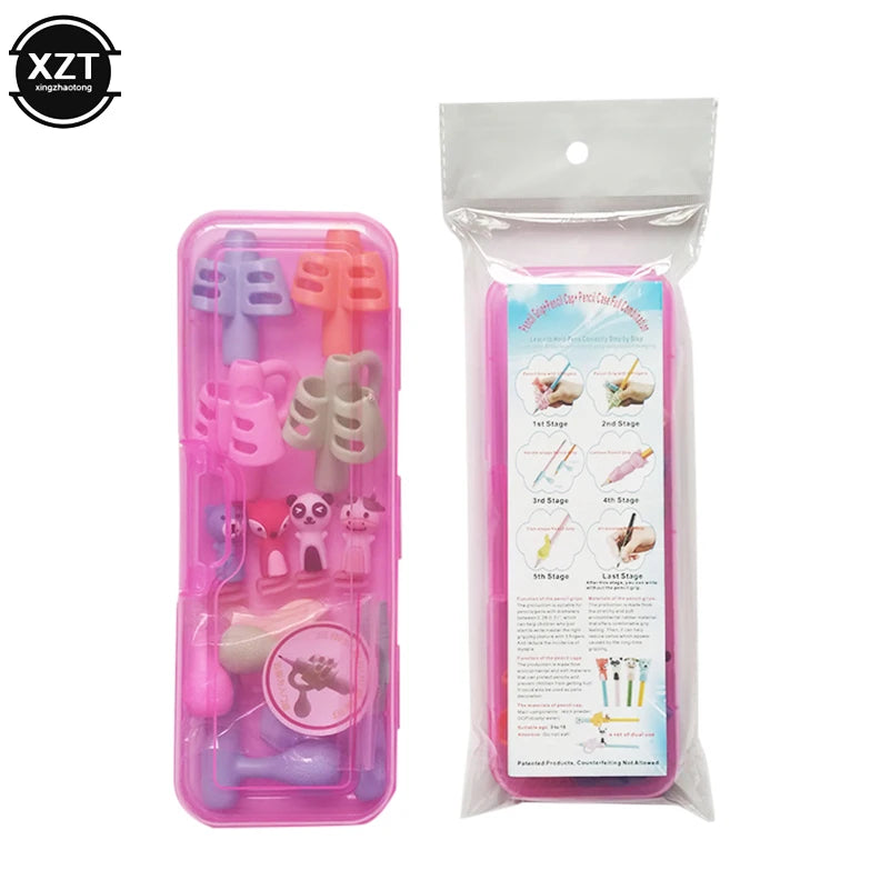 PC2022 Children Writing Pencil Pan Holder Kids Learning Practise Silicone P