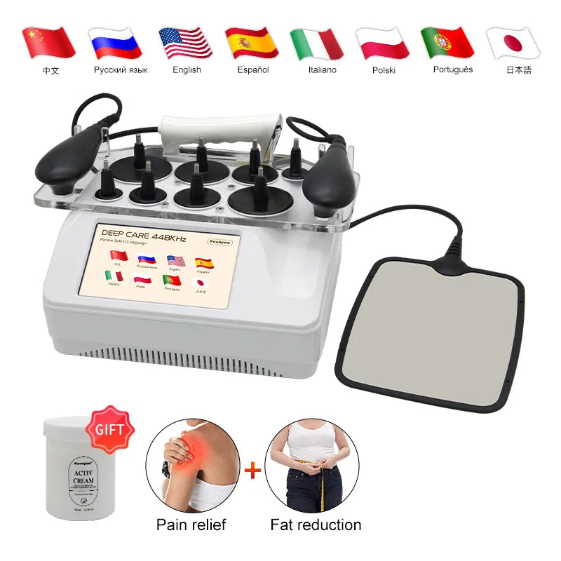 2024 NEW Portable 448KHZ INDIBA RF Tecar Therapy RET CET Diathermy Body Sliming Machine Pain Relief Skin Tightening Deep Care