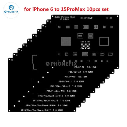 NewDIYPHONE Black Steel BGA Reballing Stencil for IPhone 15 14 13 12 11 XS