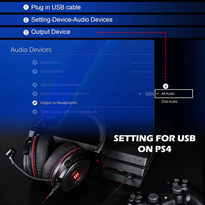 EKSA E900 Pro USB Gaming Headset for PC - puter Headset with Detachable Noise Cancelling Mic, 7.1 Surround Sound, 50MM Driver - Headphones with Microphone for PS4/PS5, Xbox One, Laptop, Office