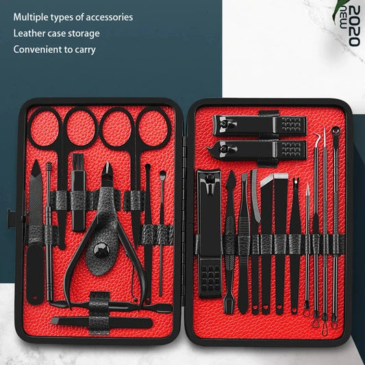 23 Piece Set Nail Clipper Set Foot Care Tool Acne Needle Nose Hair Clipper Black Nail Kit Nail Clipper Manicure Tool