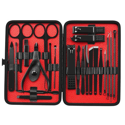 23 Piece Set Nail Clipper Set Foot Care Tool Acne Needle Nose Hair Clipper Black Nail Kit Nail Clipper Manicure Tool