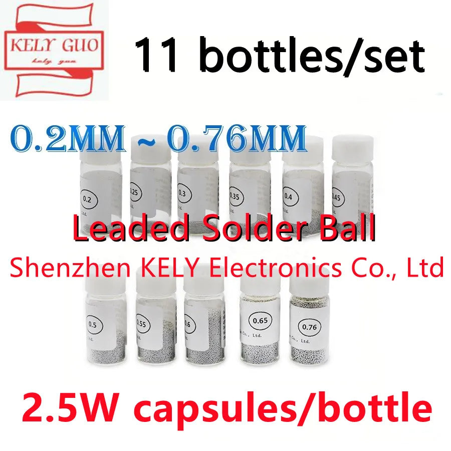 (25k) 25,000pcs 0.2mm/0.25MM/0.3mm/0.35mm/0.4mm/0.45mm/0.5mm/0.55/0.6mm/0.65mm/0.76mm Leaded Soldering Balls BGA Solder Balls