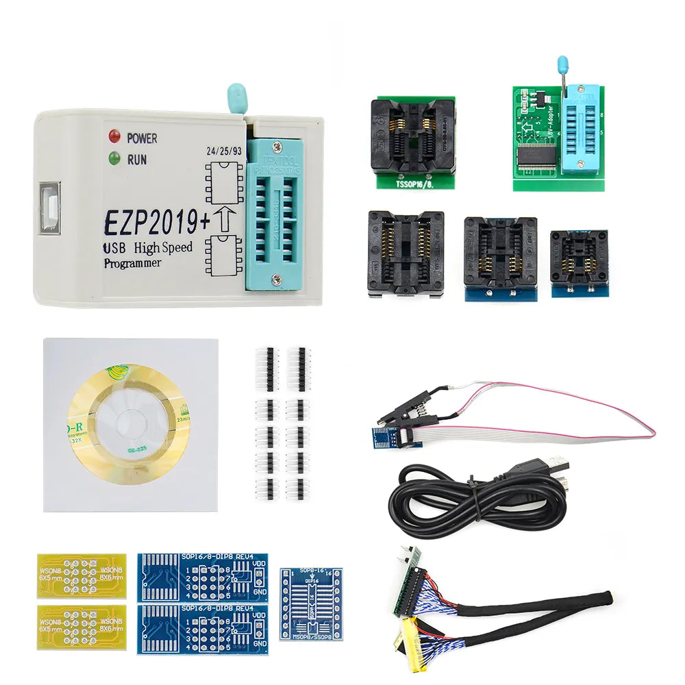 New100% Original EZP2019 Full Set High-Speed USB SPI +12 Adapter Test Clip