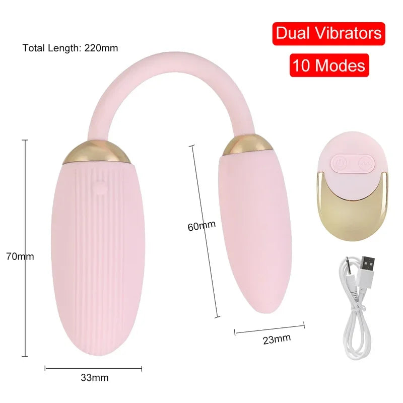 Gtooza_28cm Long Two Vaginal Balls Vibrators  Women  Stimulator Nipple Clamps Anal Plug Female Masturbator Panties Sex Toys gtooza.com