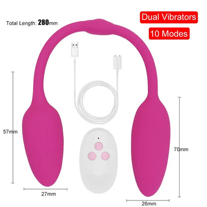 Gtooza_28cm Long Two Vaginal Balls Vibrators  Women  Stimulator Nipple Clamps Anal Plug Female Masturbator Panties Sex Toys gtooza.com