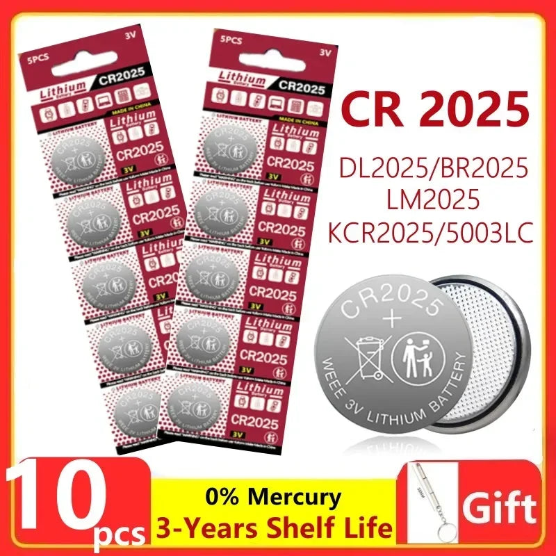 PC 2PCS-60PCS 3V CR2025 Lithium Button Battery DL2025 BR2025 5003LC LM2025 CR 2025 Coin Cell Watch Batteries  Toys Clock Compute