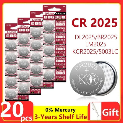 PC 2PCS-60PCS 3V CR2025 Lithium Button Battery DL2025 BR2025 5003LC LM2025 CR 2025 Coin Cell Watch Batteries  Toys Clock Compute