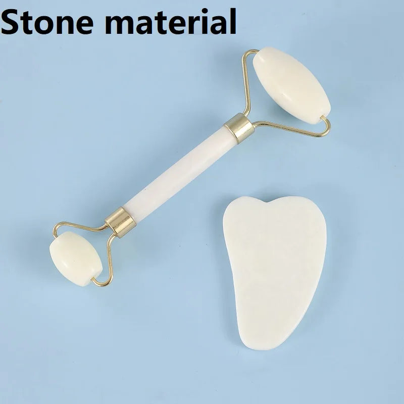 2PCS Gua Sha Natural Stone Gowoman Gua Sha Facial Stone Gua Sha Visage Roller  Face Massager Tool Gouache Scraper LBHL07