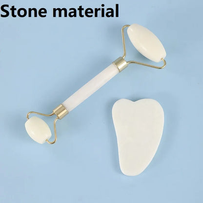 2PCS Gua Sha Natural Stone Gowoman Gua Sha Facial Stone Gua Sha Visage Roller  Face Massager Tool Gouache Scraper LBHL07