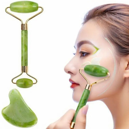 2PCS Gua Sha Natural Stone Gowoman Gua Sha Facial Stone Gua Sha Visage Roller  Face Massager Tool Gouache Scraper LBHL07