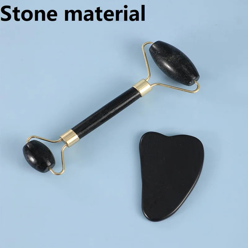 2PCS Gua Sha Natural Stone Gowoman Gua Sha Facial Stone Gua Sha Visage Roller  Face Massager Tool Gouache Scraper LBHL07