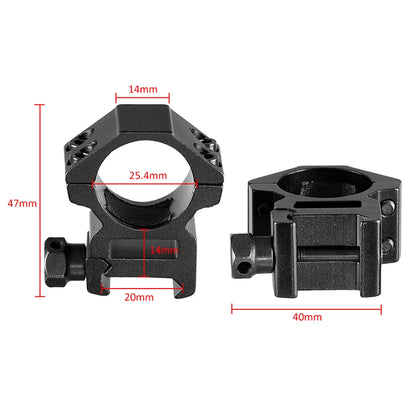 2PCS25.4mm Rifle Scope Ring Medium20mm Picatinny Dovetail Scope Rail Mount Hunting Airsoft Tactical Rifle Laser Flashlight Mount