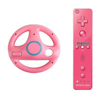 2Pcs 2-in-1 straight handle to Wii Kart Remote Controller Gamepad games console for Nintendo Neutral Game Racing Steering Wheel