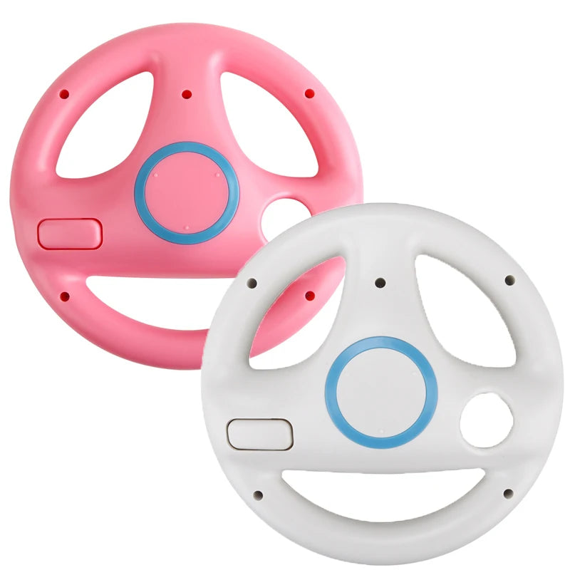 2Pcs 2-in-1 straight handle to Wii Kart Remote Controller Gamepad games console for Nintendo Neutral Game Racing Steering Wheel