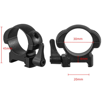 2Pcs /Set Steel Scope 30mm Rings Quick Release Low Medium High Profile For 20mm Rail Hunting Scopes Ring Mount