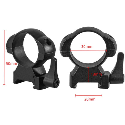 2Pcs /Set Steel Scope 30mm Rings Quick Release Low Medium High Profile For 20mm Rail Hunting Scopes Ring Mount