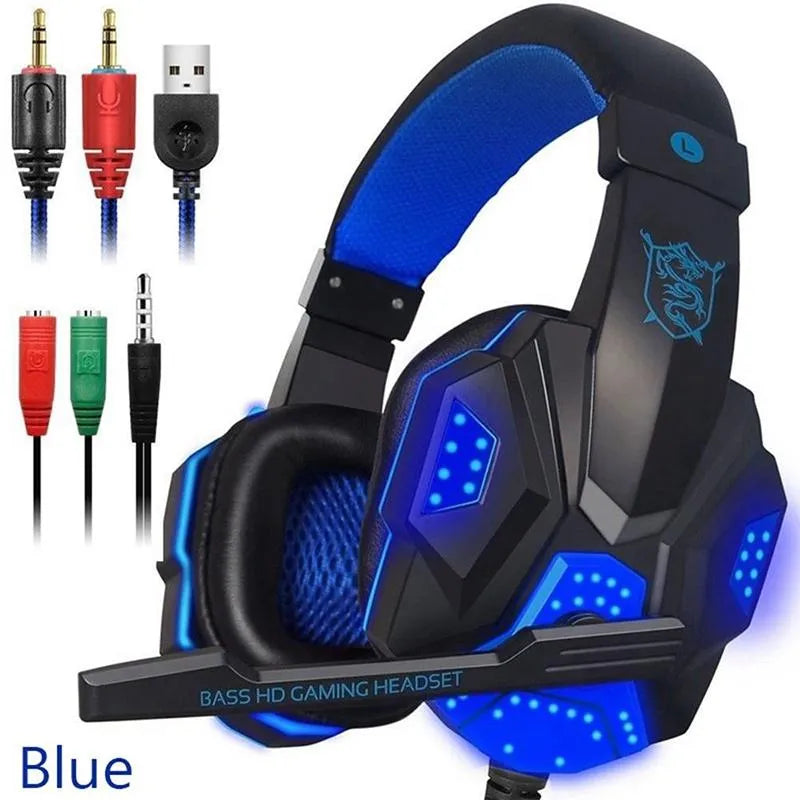 PCGaming Headphones Headset Deep Bass Stereo Wired Gamer Earphone Microphon