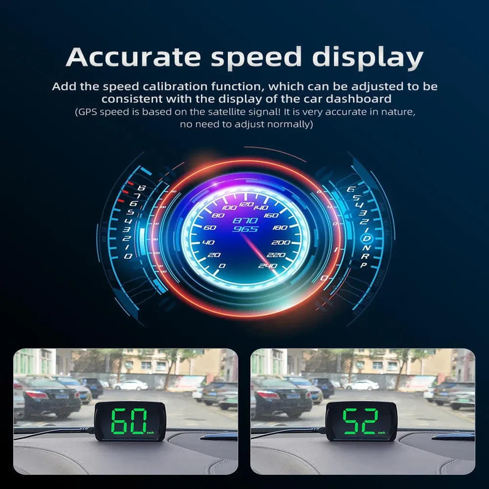 5-1 Stuks Hud Head-Up Display Dual Chips Gps Auto Snelheidsmeter Hd Lcd-Dis