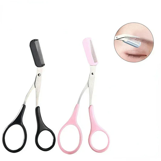 2pc/1 Safe Eyebrow Trimmer Makeup Tools Stainless Steel Eyebrow Scissors with Comb Removal Shaver Eyebrows Shaping Makeup tools