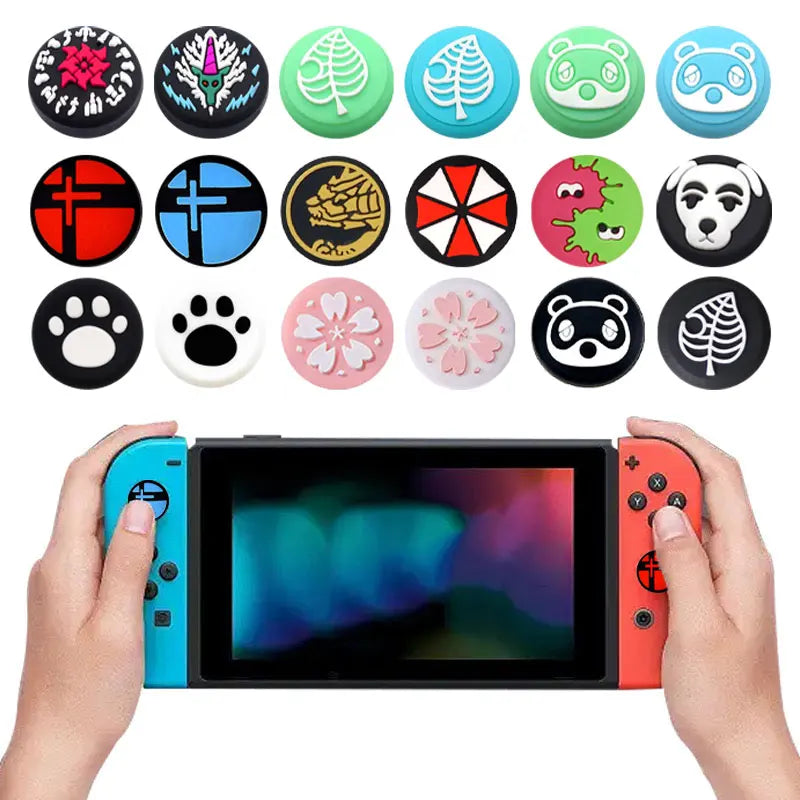 2pc Cartoon Thumb Stick Grip Cap For Nintendo Switch Oled NS Lite JoyCon Controller Joystick Cover Protector Soft Silicone Case