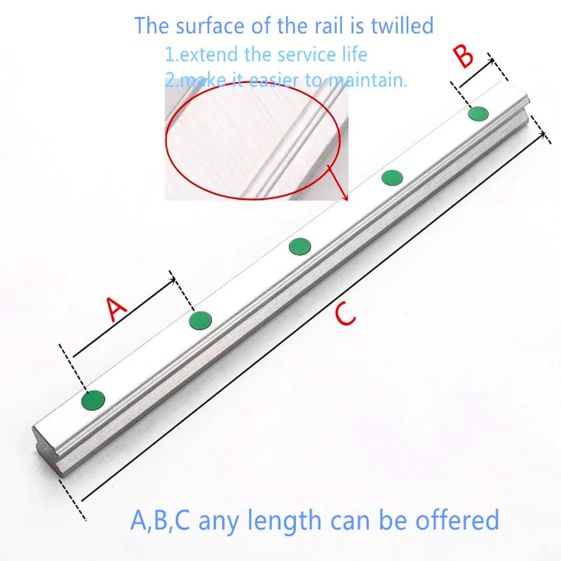 Gtooza_2pc HGR15 HGH15 Square Linear Guide Rail Width 15mm Length+4pc Slide Block Carriages HGH15CA/Flang HGW15CC CNC Router Engraving gtooza.com